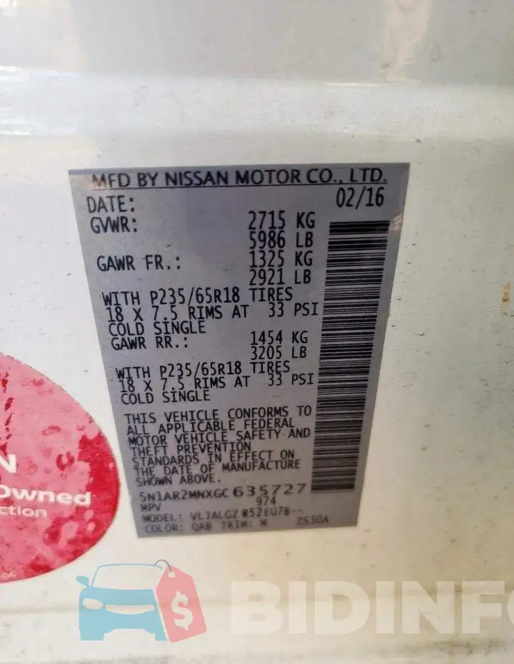 5N1AR2MNXGC635727 Photo# 13