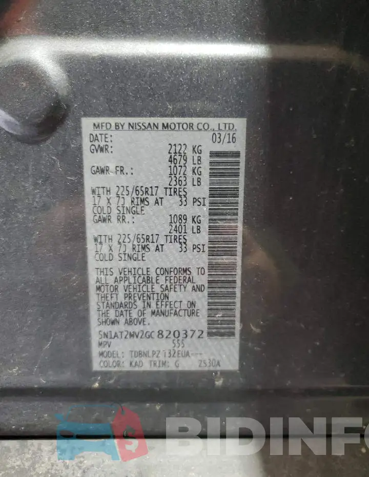 5N1AT2MV2GC820372 Photo# 14
