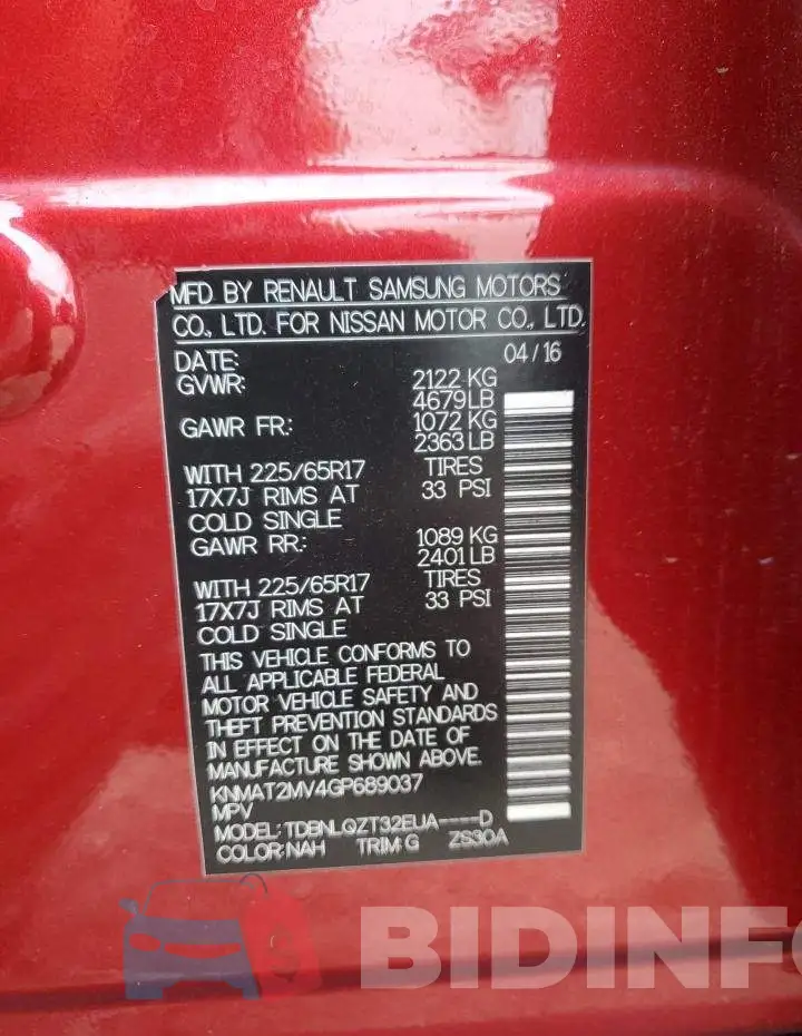 KNMAT2MV4GP689037 Photo# 12