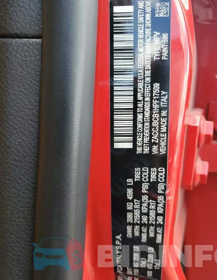 ZACCJBCB1HPF17509 Photo# 12