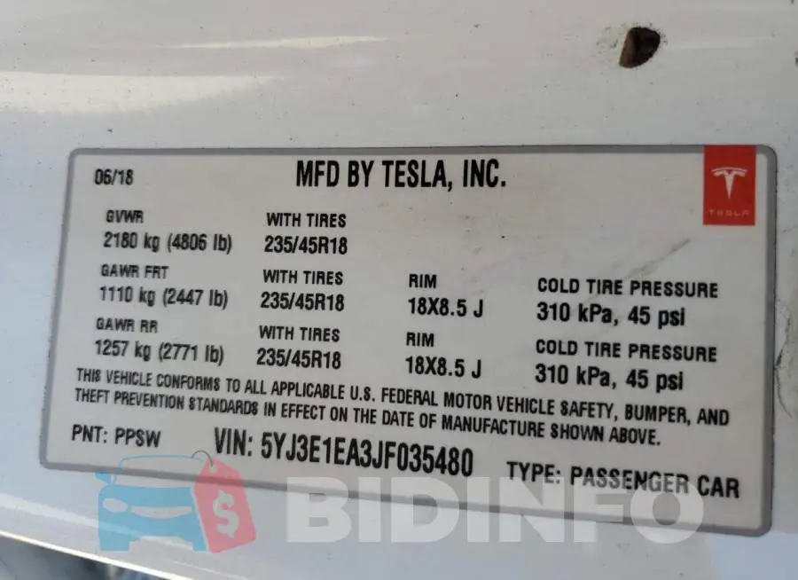 5YJ3E1EA3JF035480 Photo# 12