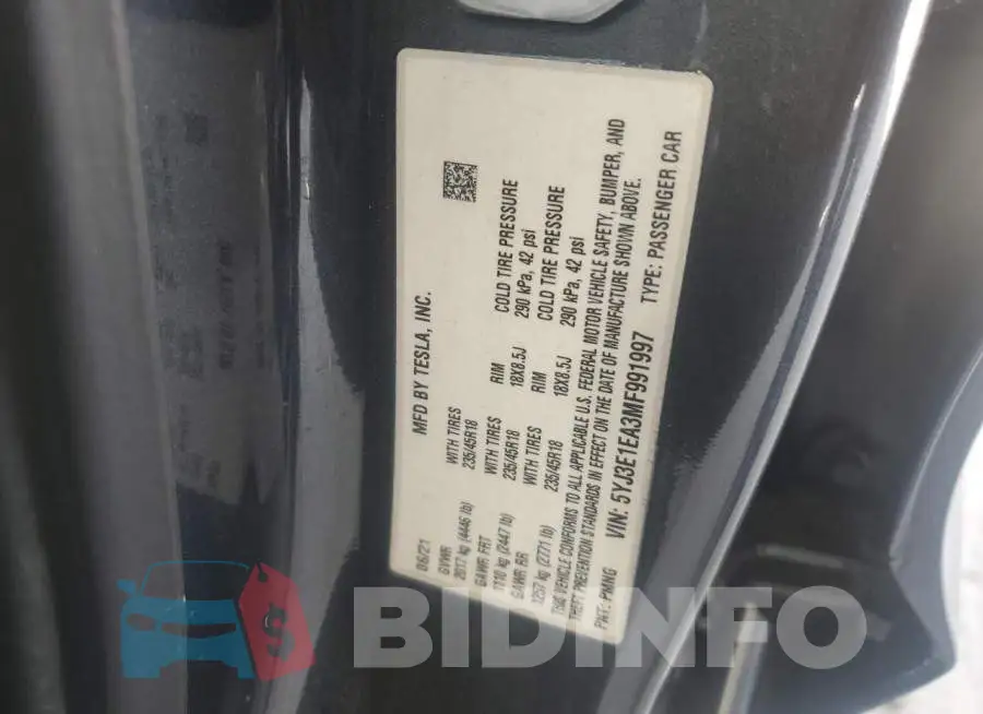 5YJ3E1EA3MF991997 Photo# 12