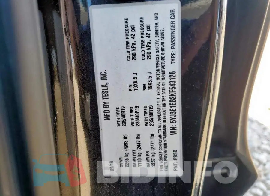 5YJ3E1EB2KF543126 Photo# 12