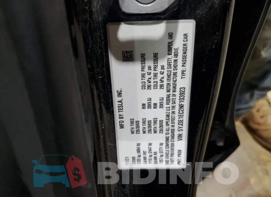 5YJ3E1EC2NF103923 Photo# 12