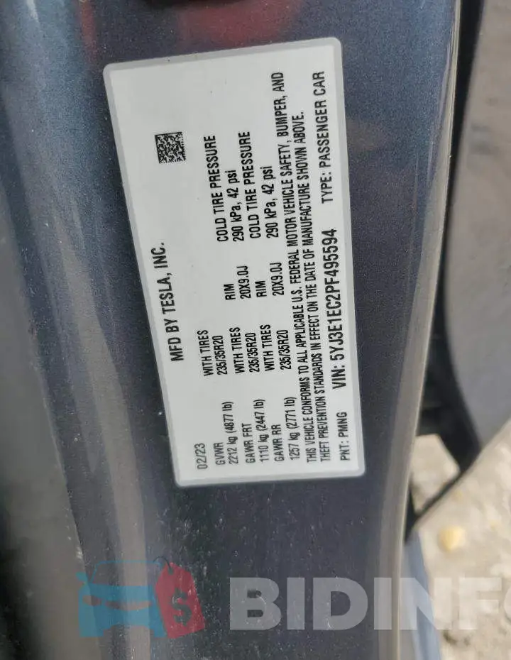 5YJ3E1EC2PF495594 Photo# 12