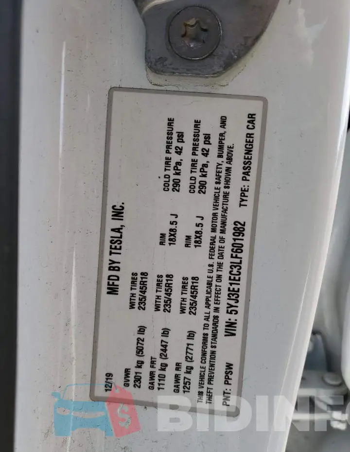 5YJ3E1EC3LF601982 Photo# 12