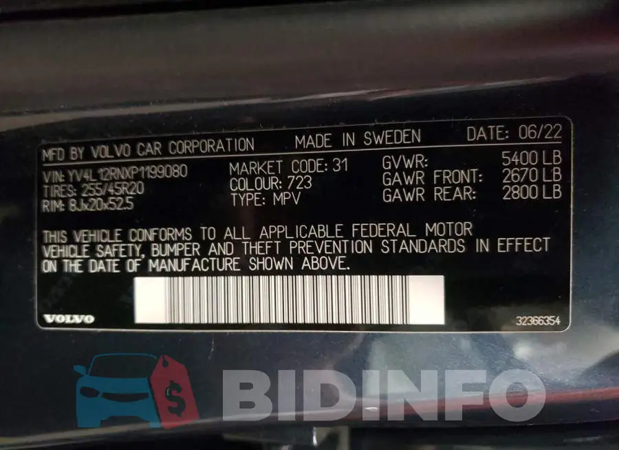 YV4L12RNXP1199080 Photo# 13