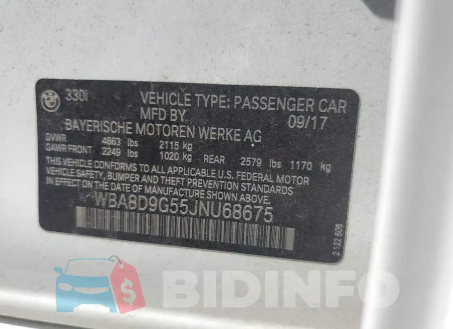 WBA8D9G55JNU68675 Photo# 12