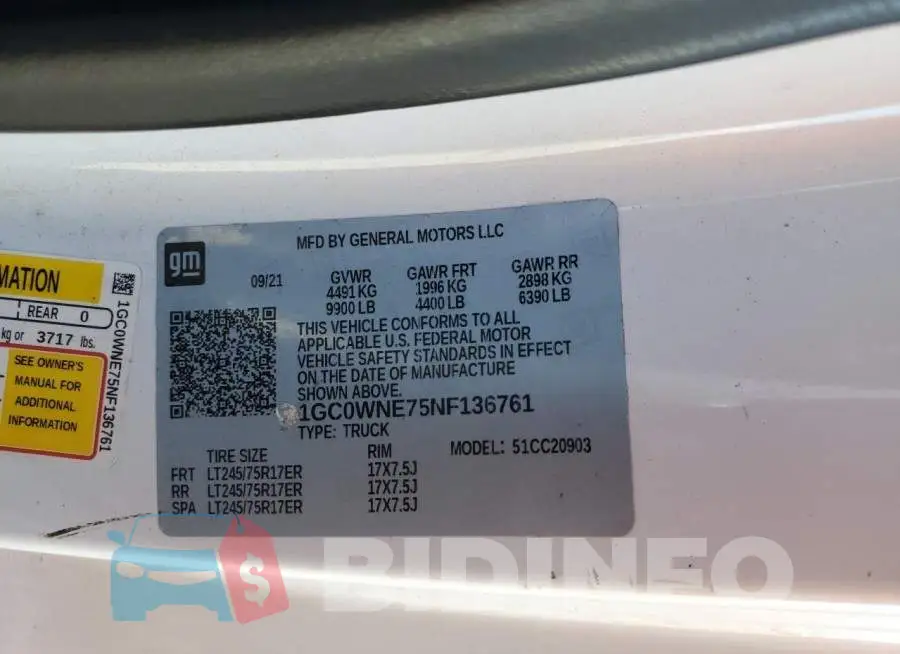 1GC0WNE75NF136761 Photo# 12