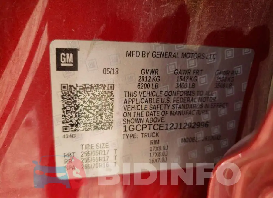 1GCPTCE12J1292996 Photo# 12