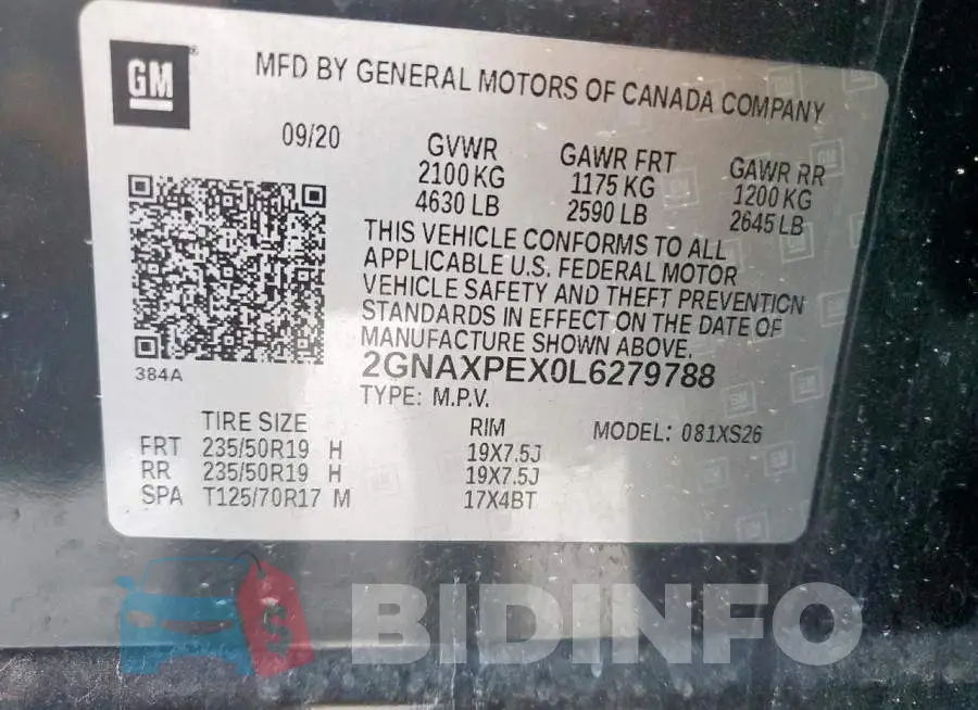 2GNAXPEX0L6279788 Photo# 14