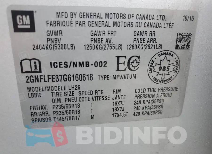 2GNFLFE37G6160618 Photo# 14