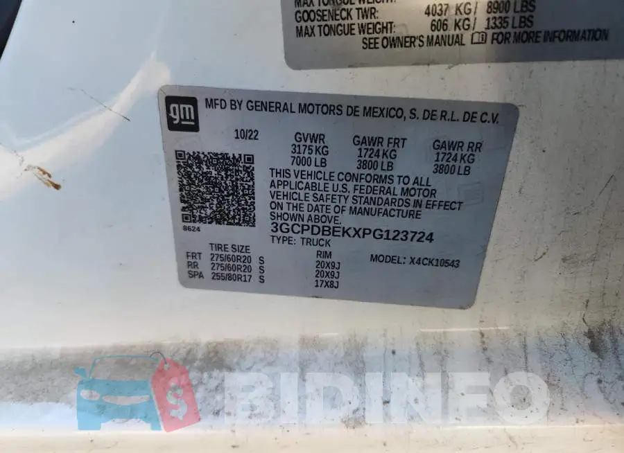3GCPDBEKXPG123724 Photo# 12
