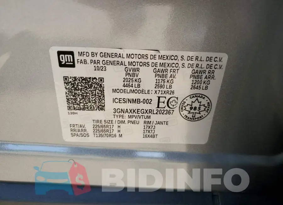 3GNAXKEGXRL202367 Photo# 13