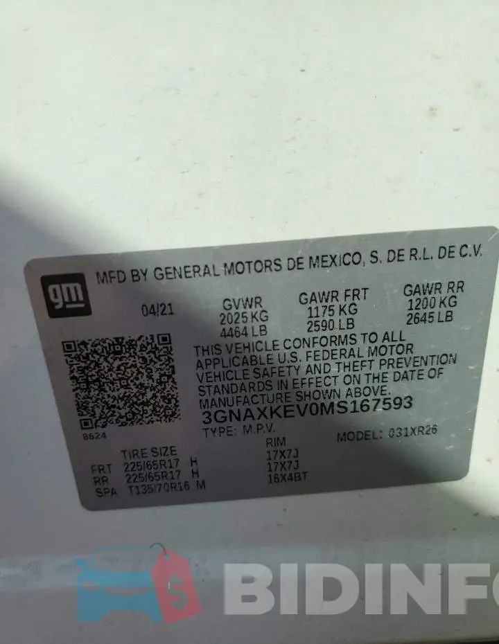 3GNAXKEV0MS167593 Photo# 13
