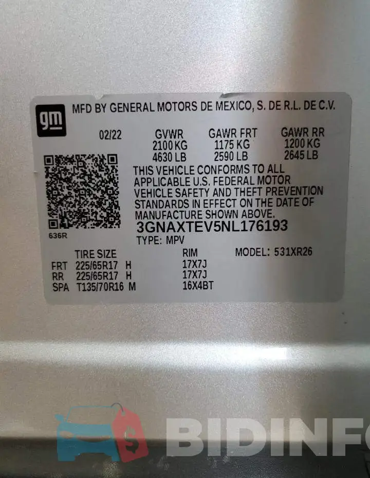 3GNAXTEV5NL176193 Photo# 14