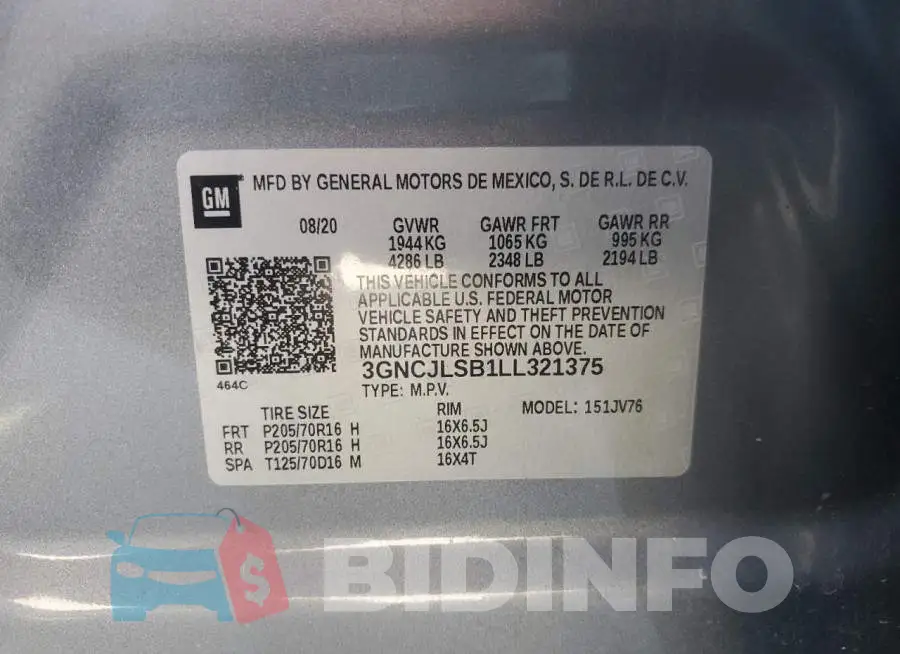 3GNCJLSB1LL321375 Photo# 14