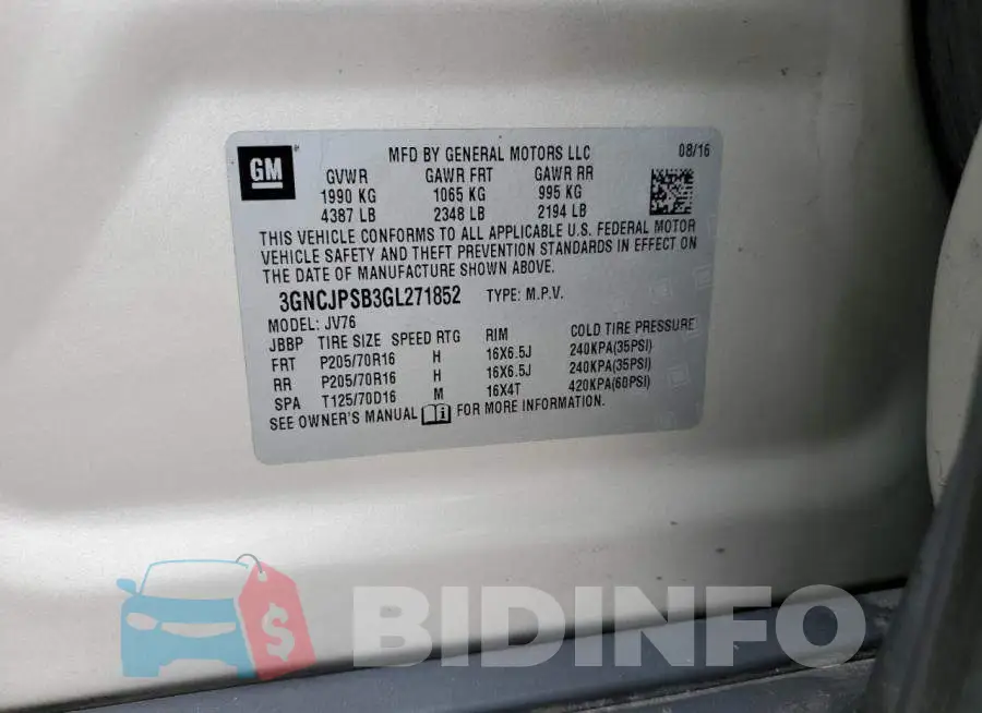 3GNCJPSB3GL271852 Photo# 13