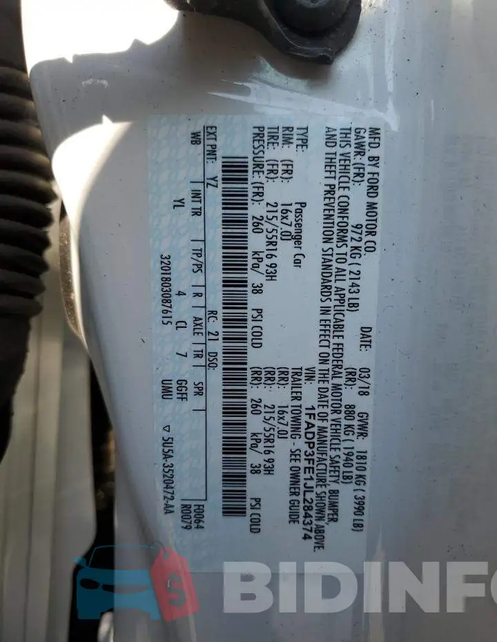 1FADP3FE1JL284374 Photo# 13