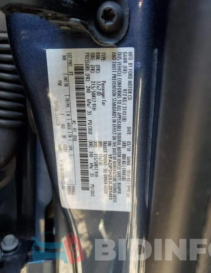 1FADP3H2XJL285493 Photo# 12