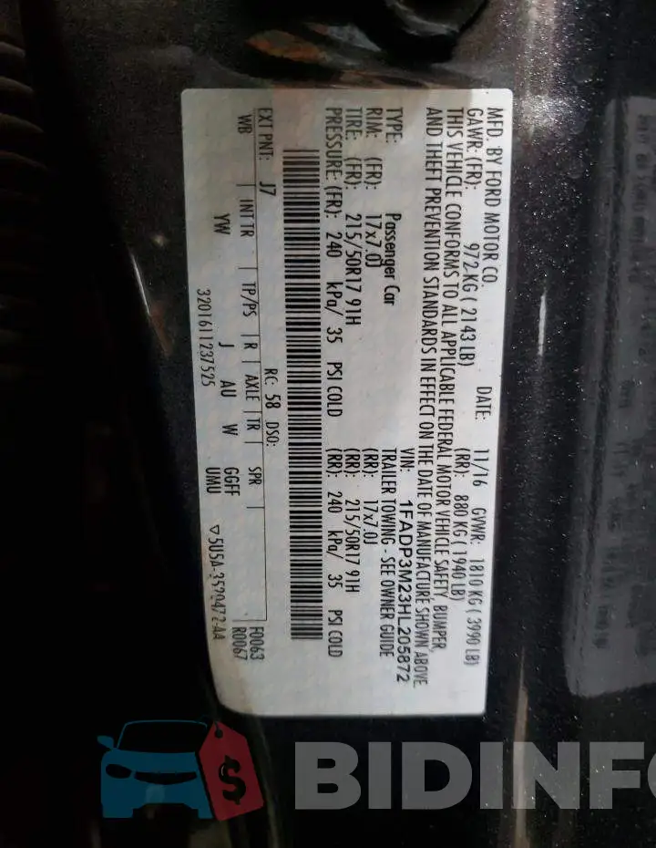 1FADP3M23HL205872 Photo# 12