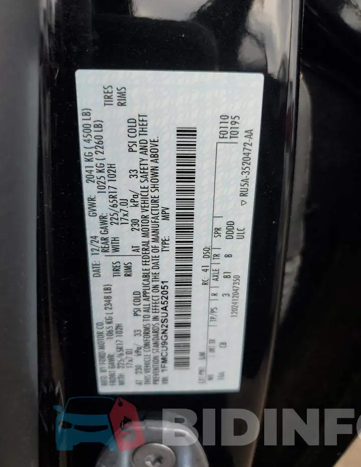 1FMCU9GN2SUA52051 Photo# 12