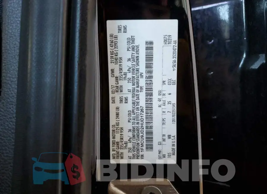 1FMCU9JD2HUD17267 Photo# 13