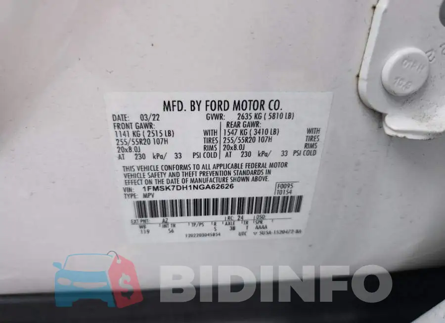 1FMSK7DH1NGA62626 Photo# 14
