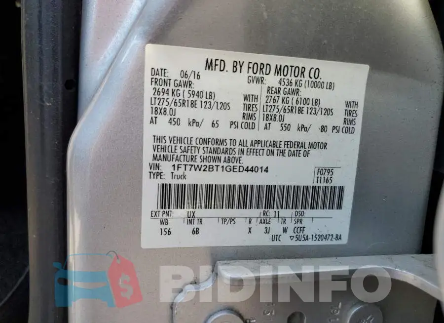 1FT7W2BT1GED44014 Photo# 12