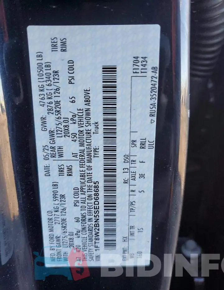 1FT8W2BN5SED68685 Photo# 13