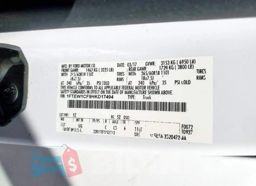 1FTEW1CF9HKD17494 Photo# 12