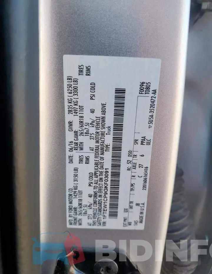 1FTEW1CP9GKF03091 Photo# 13