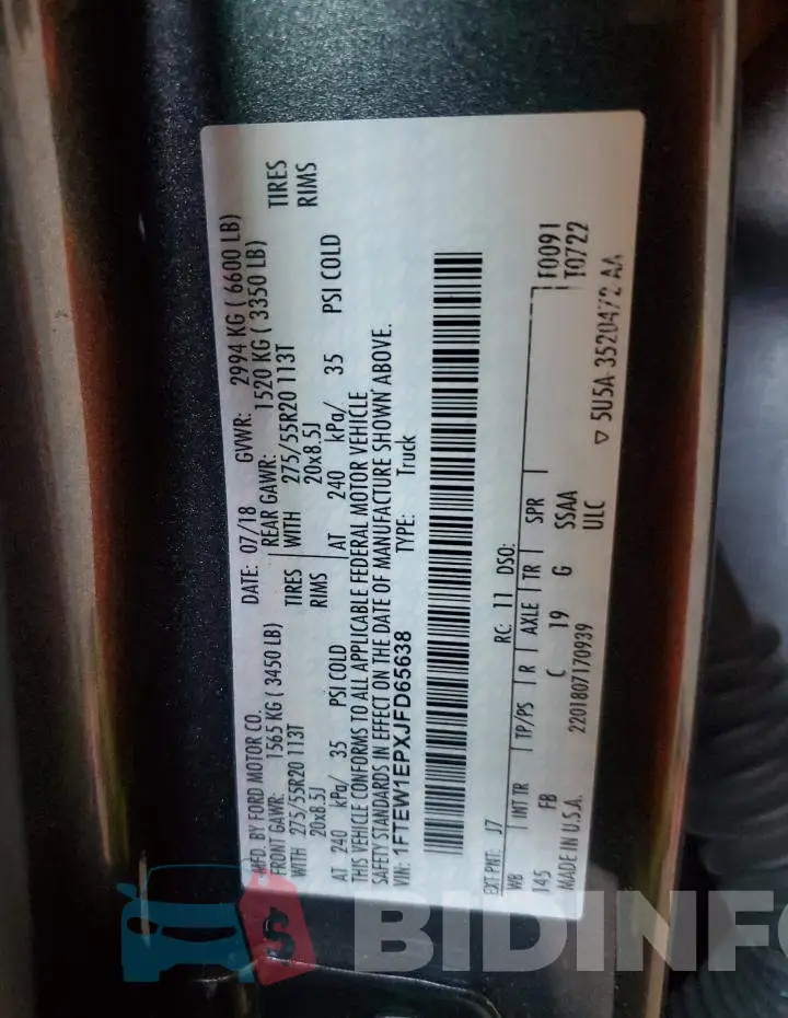 1FTEW1EPXJFD65638 Photo# 12