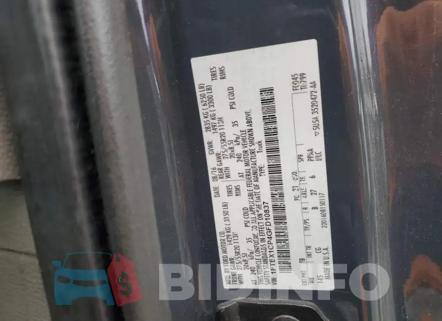 1FTEX1CP4GFD10837 Photo# 12