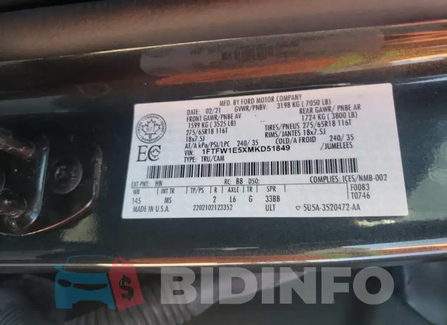 1FTFW1E5XMKD51849 Photo# 12