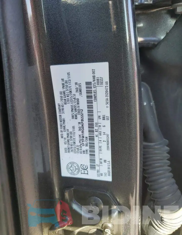 1FTFW1RG0KFB22212 Photo# 12
