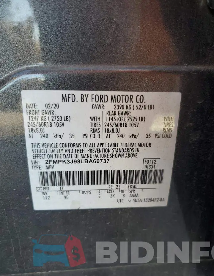 2FMPK3J98LBA66737 Photo# 12
