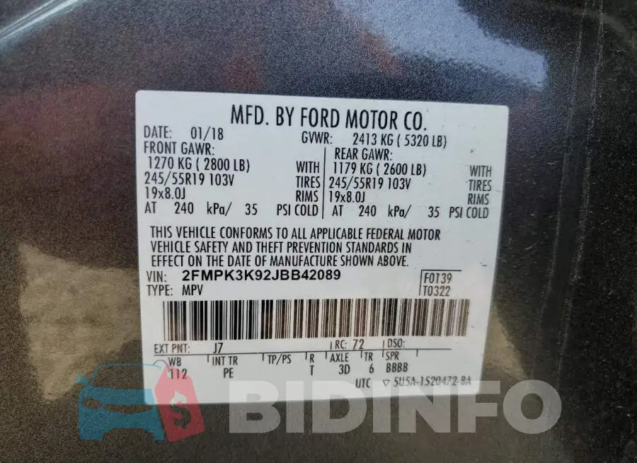 2FMPK3K92JBB42089 Photo# 13