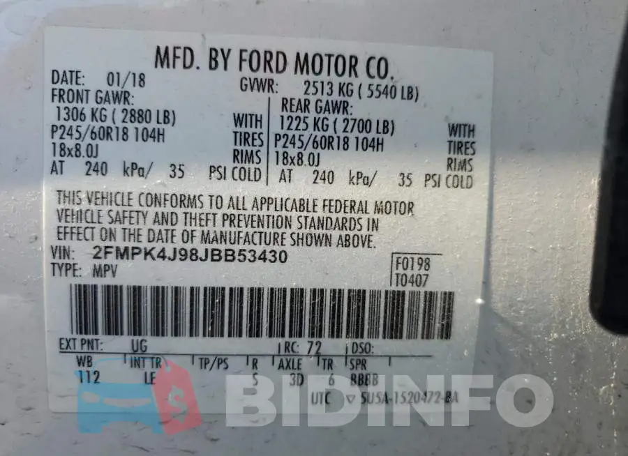 2FMPK4J98JBB53430 Photo# 14
