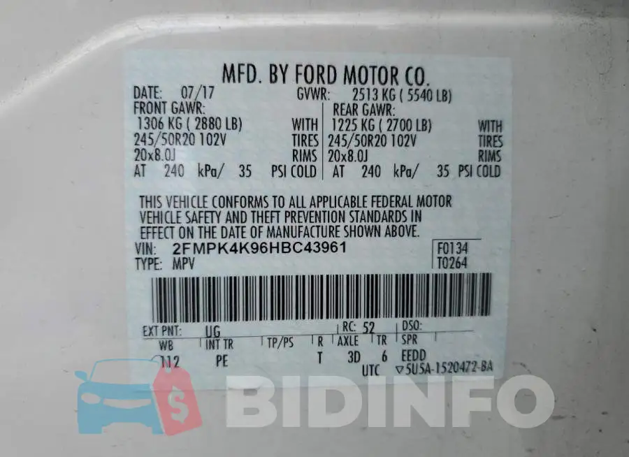 2FMPK4K96HBC43961 Photo# 13