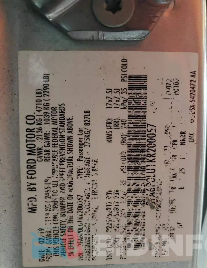3FA6P0LU1KR200057 Photo# 12