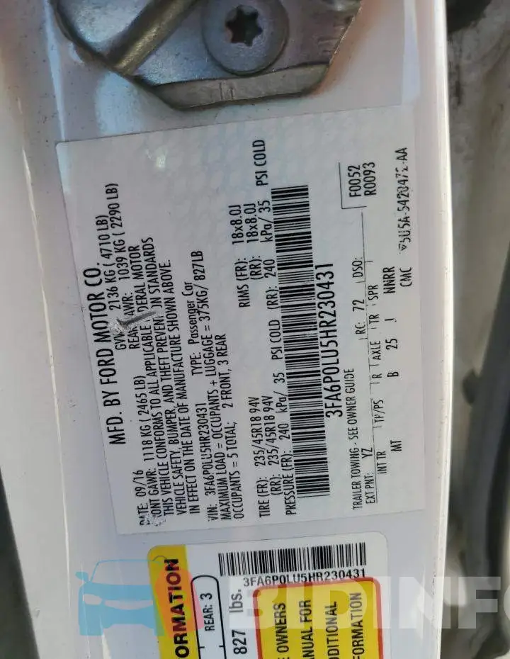 3FA6P0LU5HR230431 Photo# 12