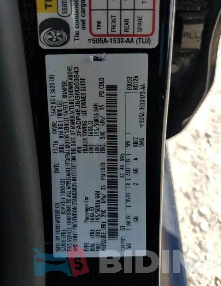 3FADP4EJ6GM203543 Photo# 12