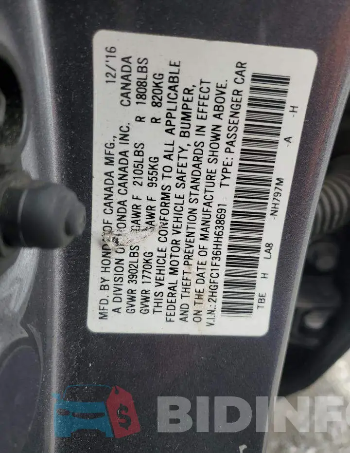 2HGFC1F36HH638691 Photo# 12