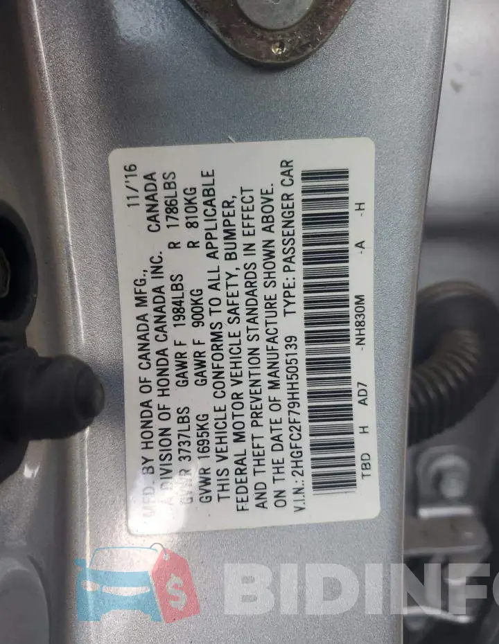 2HGFC2F79HH505139 Photo# 12