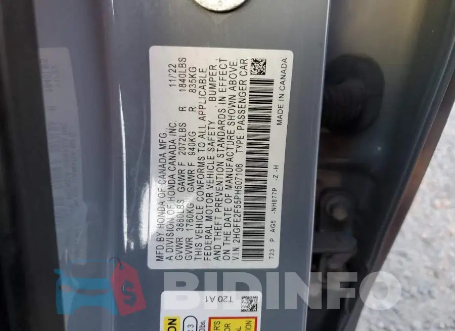 2HGFE2F55PH507106 Photo# 12