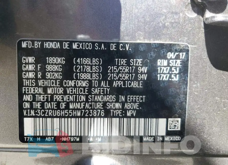 3CZRU6H55HM723876 Photo# 14