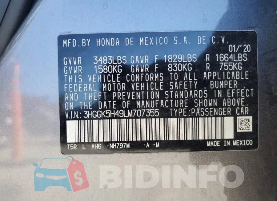 3HGGK5H49LM707355 Photo# 12