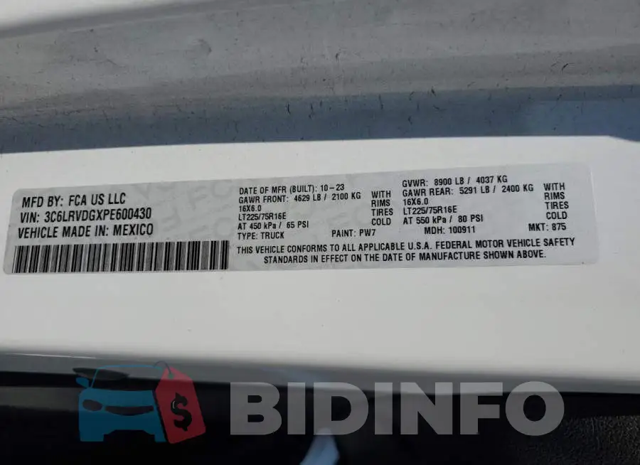 3C6LRVDGXPE600430 Photo# 14