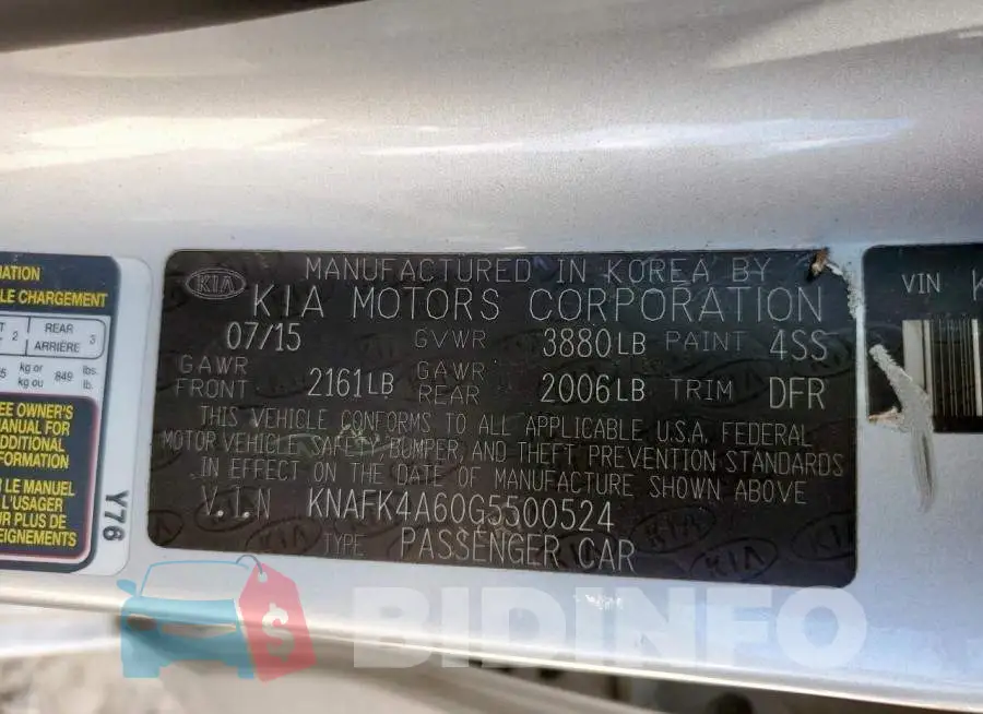 KNAFK4A60G5500524 Photo# 13